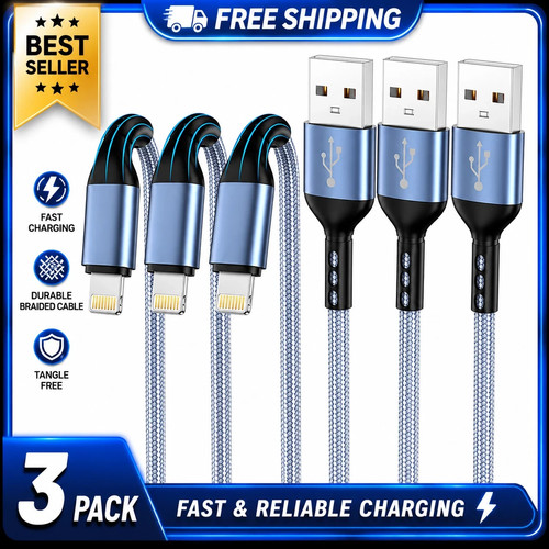 Iphone charger 3pack 10ft - charger,