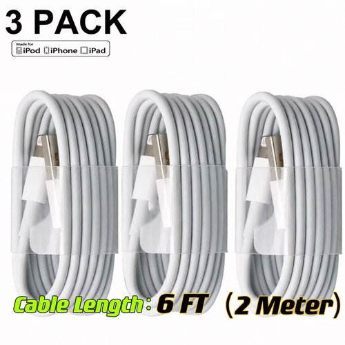 Pack usb charger 6ft cable - 3-pack,